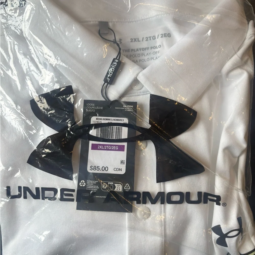 Under Armour Men's White and Black Polo Shirt - Picture 2 of 2